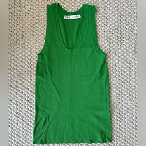 Zara Ribbed Scoop Neck Tank Top - Women’s Size M - Green